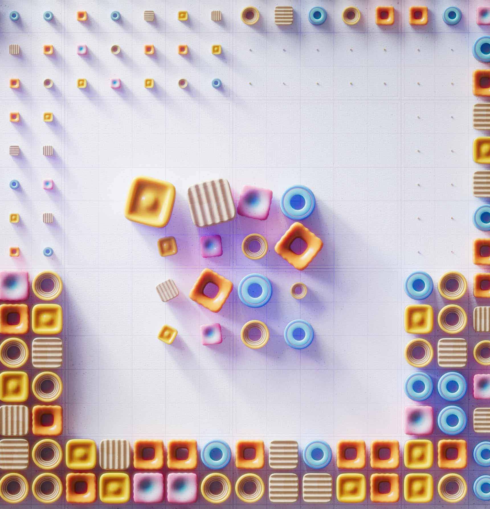 3D composition based on small shapes.